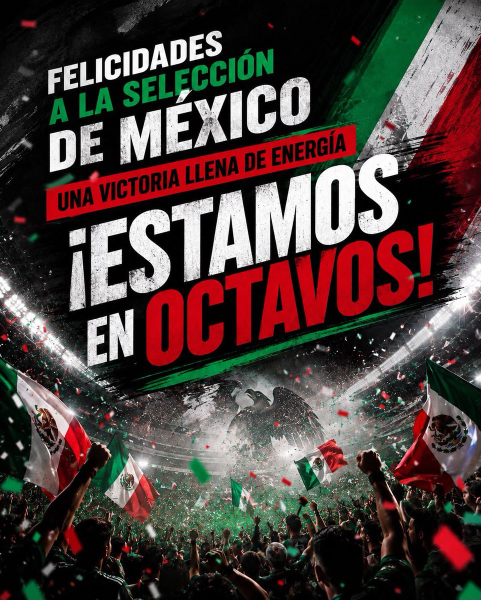 EmiliaCallejaA's tweet photo. 😉🇲🇽⚽️ ¡Felicidades a nuestra Selección Mexicana por su pase a octavos! 

Que siga la entrega, el trabajo en equipo y la buena energía. ¡Vamos, México! ⚡️🤝🏟️ https://t.co/ySiPnnwxAD