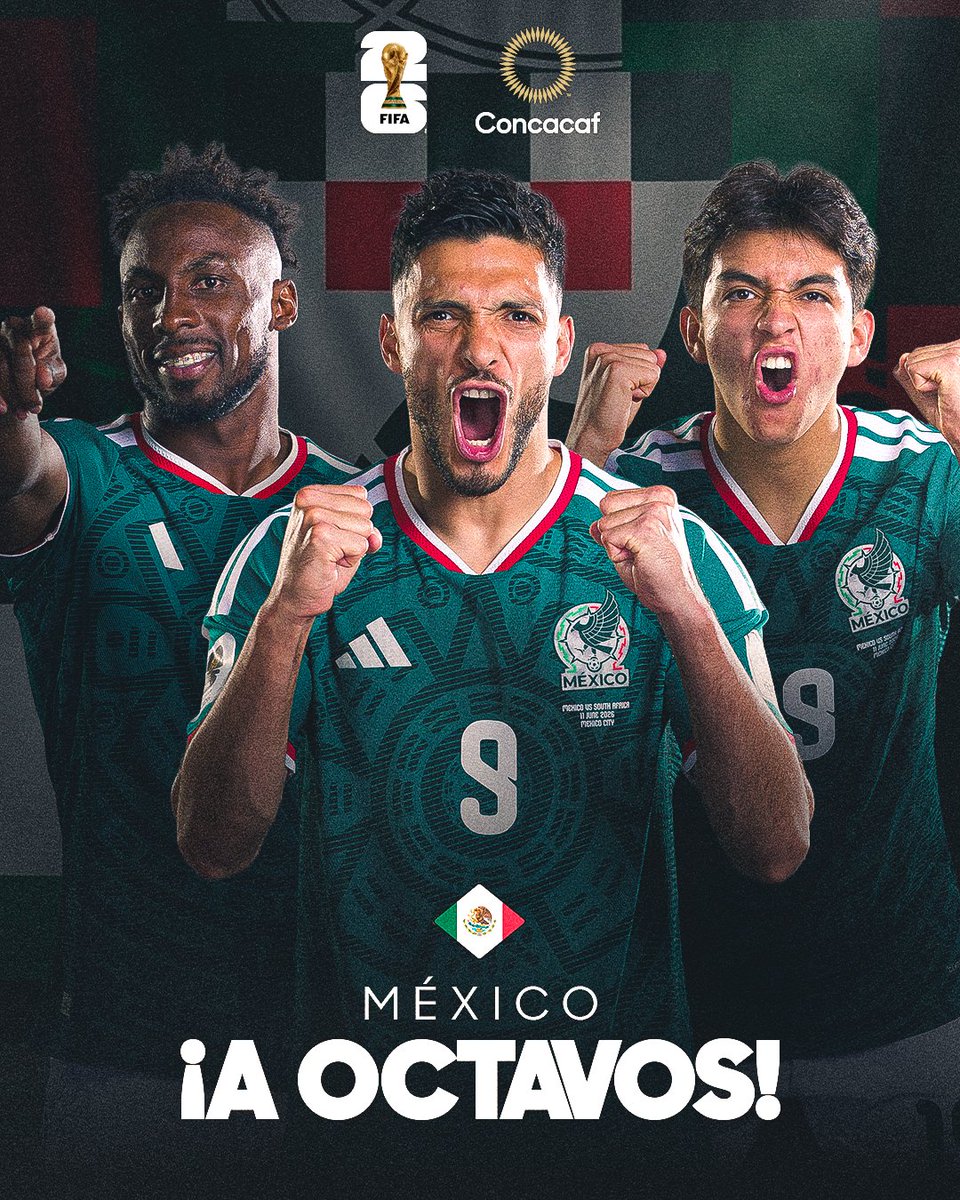 Concacaf's tweet photo. ¡MÉXICO ESTÁ EN OCTAVOS DE FINAL! 🇲🇽 https://t.co/sXZVMsyU1e