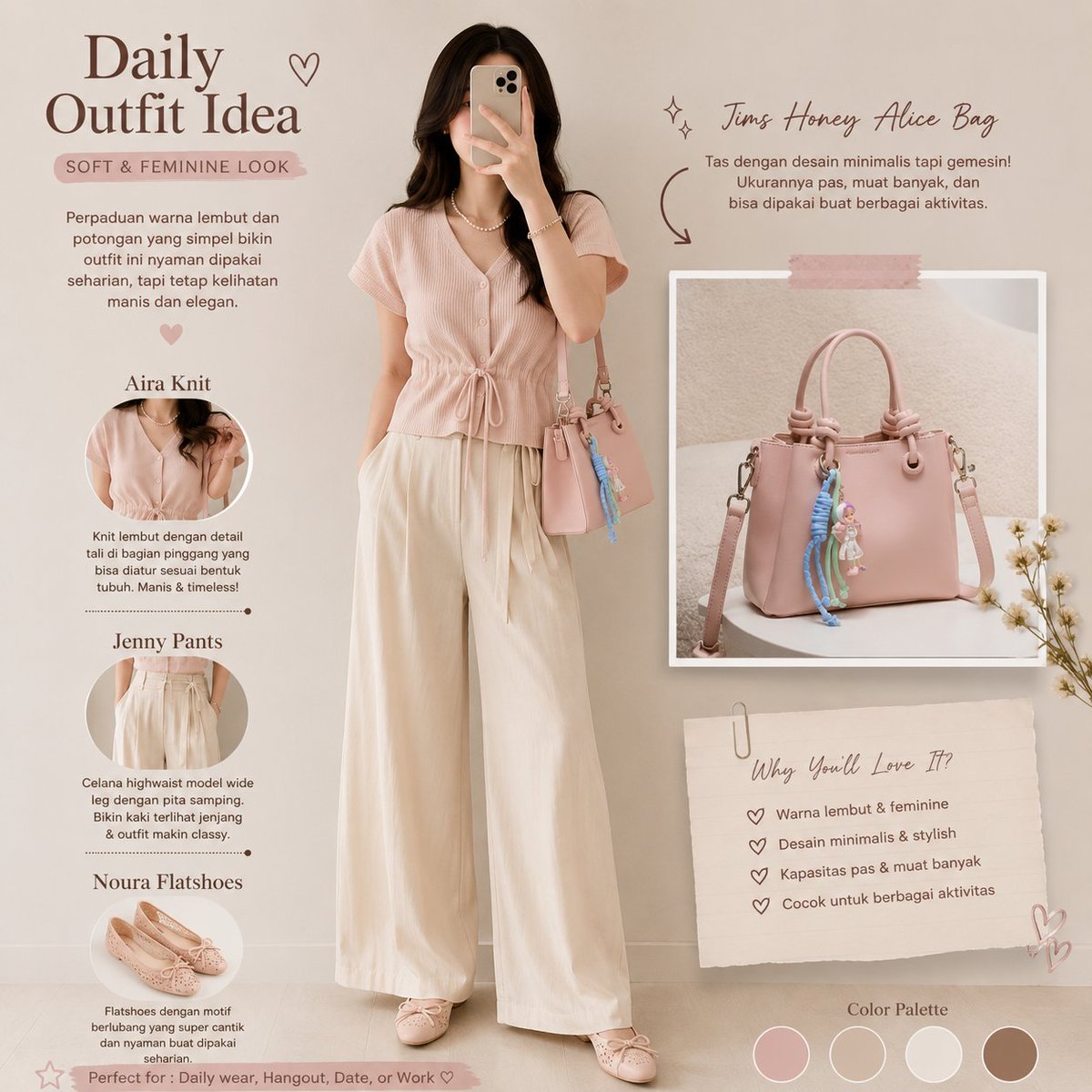 matchaaazhraa's tweet photo. Rekomendasi OOTD cewek yang lagi aku suka akhir-akhir ini. 🤍
Soft color, comfy dipakai seharian, tapi tetap kelihatan classy. Cocok buat ngampus, ngantor, coffee date, atau jalan santai. ✨

Semua itemnya aku taruh di bawah yaa! 👇
#ootd #racunshopee https://t.co/b8H3N3M9eK
