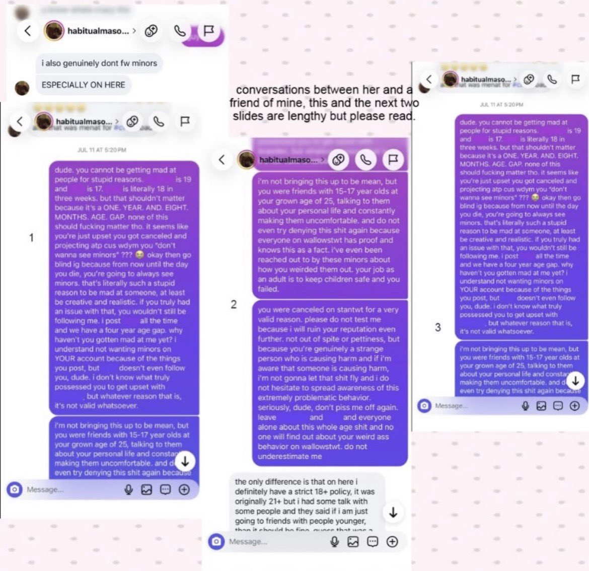 caughtonc4mera's tweet photo. reposting this because i did mess up and say things out of context, but i still believe it needs to be shared that interacting with minors, especially when you interact with ddlg accounts is dangerous. it’s your responsibility as an agere to make sure you’re not + https://t.co/iRuiKSfnJs