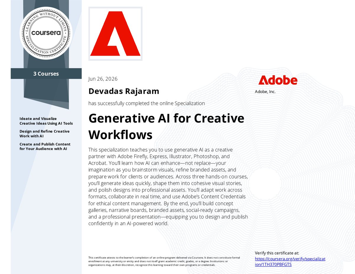 DevadasRajaram's tweet photo. Reimagine creativity with #GenerativeAI 🚀 Use @Adobe Firefly to design visuals, create video & audio effects, build mood boards, and collaborate seamlessly. From idea to share-ready content - faster, smarter, better.
🎥🔊 #AI #CreativeTech #LearningNeverStops https://t.co/8WygtjXDcI