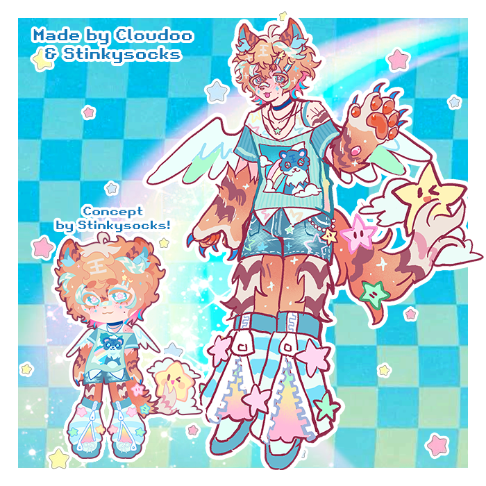 jaxk_pawz's tweet photo. Heyo !! ✨🌈🪽
name  ~  Jack 
pronouns  ~  They/Them 
species  ~  MagicalStar Winged Tiger  
fav thing  ~ SUGAR  🍭
art by Cloudoo &amp; Stinkysocks on TH   
#kemonomimi #furry #tiger #magical https://t.co/dmx3exyhfs