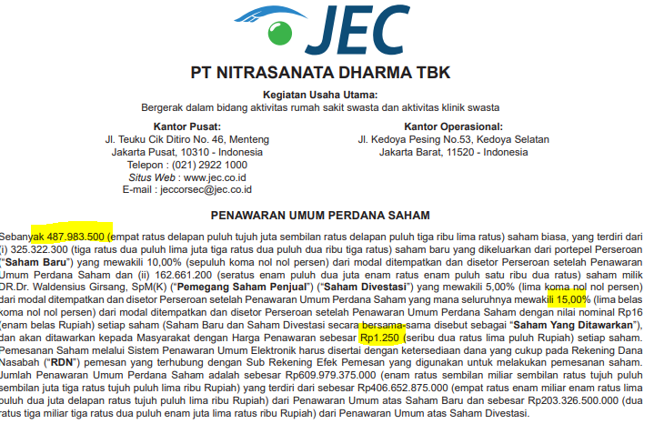 saptaipb's tweet photo. catatan  Prospektus Final IPO $JECX 

1. Harga Final 1250 (1 tik dari harga terendah )✅
2. Struktur IPO tidak ada perubahan ✅ 
3.UW AZ tetap kawal tunggal ✅

kalo $JECX ini redfllag udah dari awal sih,
divestasi dr ginting sebesar 5% itu yang membuat saya tidak mau ambil risiko.

jadinya untuk $JECX saya tetap bergantung kepada histori UW kawal IPO, LG enaknya kawal IPO bisa 2-3 kali ARA,

saya ikut penjatahan under 100 juta, 
tapi jika tidak ARA atau ARA kebongkar di hari pertama saya jual aja semua, 

disclaimer on
