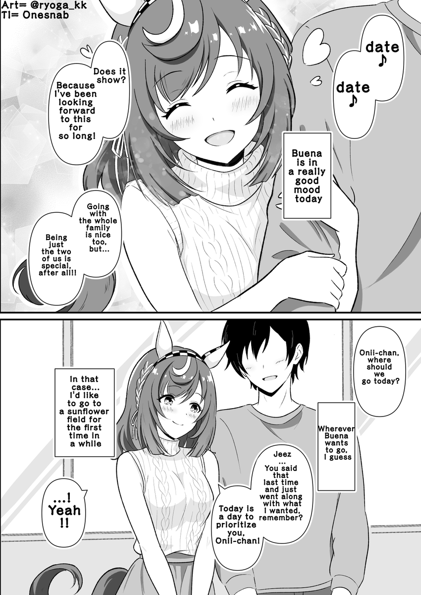 01s_nab23's tweet photo. Art by = @ryoga_kk 
TL:EN 
"◆ A happily married couple Caring for and loving each other... is something they were already doing, weren't they. It turns out that doing what Buena wants to do is Onii-chan's happiness.  
I post Buena Vista (art) every Wednesday around 8:00." https://t.co/bCAv39LQoS