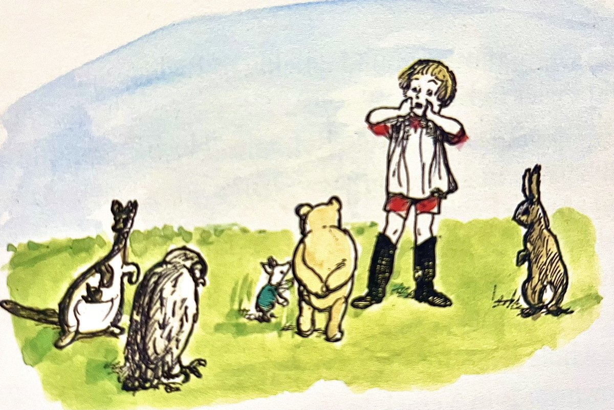 A_AMilne's tweet photo. “Piglet,” said Pooh, “we’re going on an Expotition. To discover something.”
“To discover what?” said Piglet anxiously. “Nothing fierce?”
“Christopher Robin didn’t say anything about fierce. He said it had an ‘x’.”
“It isn’t their necks I mind, it’s their teeth.” ~A.A.Milne https://t.co/OzoMl601qJ