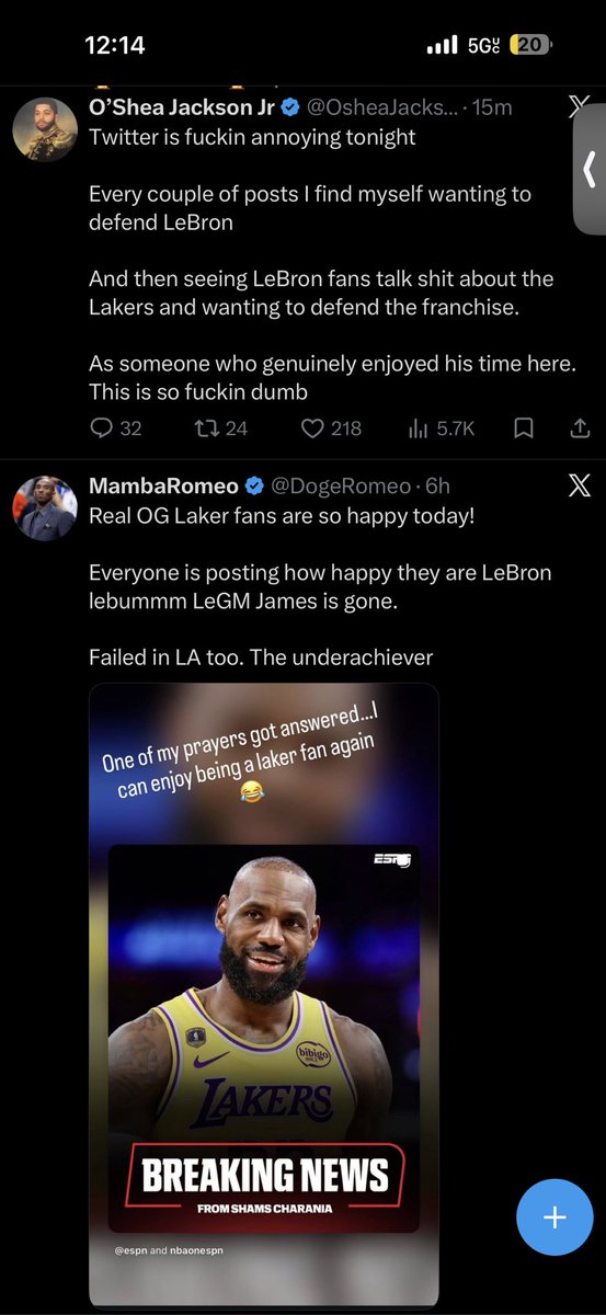 216Digga's tweet photo. @OsheaJacksonJr @GuruLakers Ironic 😭😭 but yea Bron fans stay disrespecting the Lakers huh ? https://t.co/31gQ7mef1G