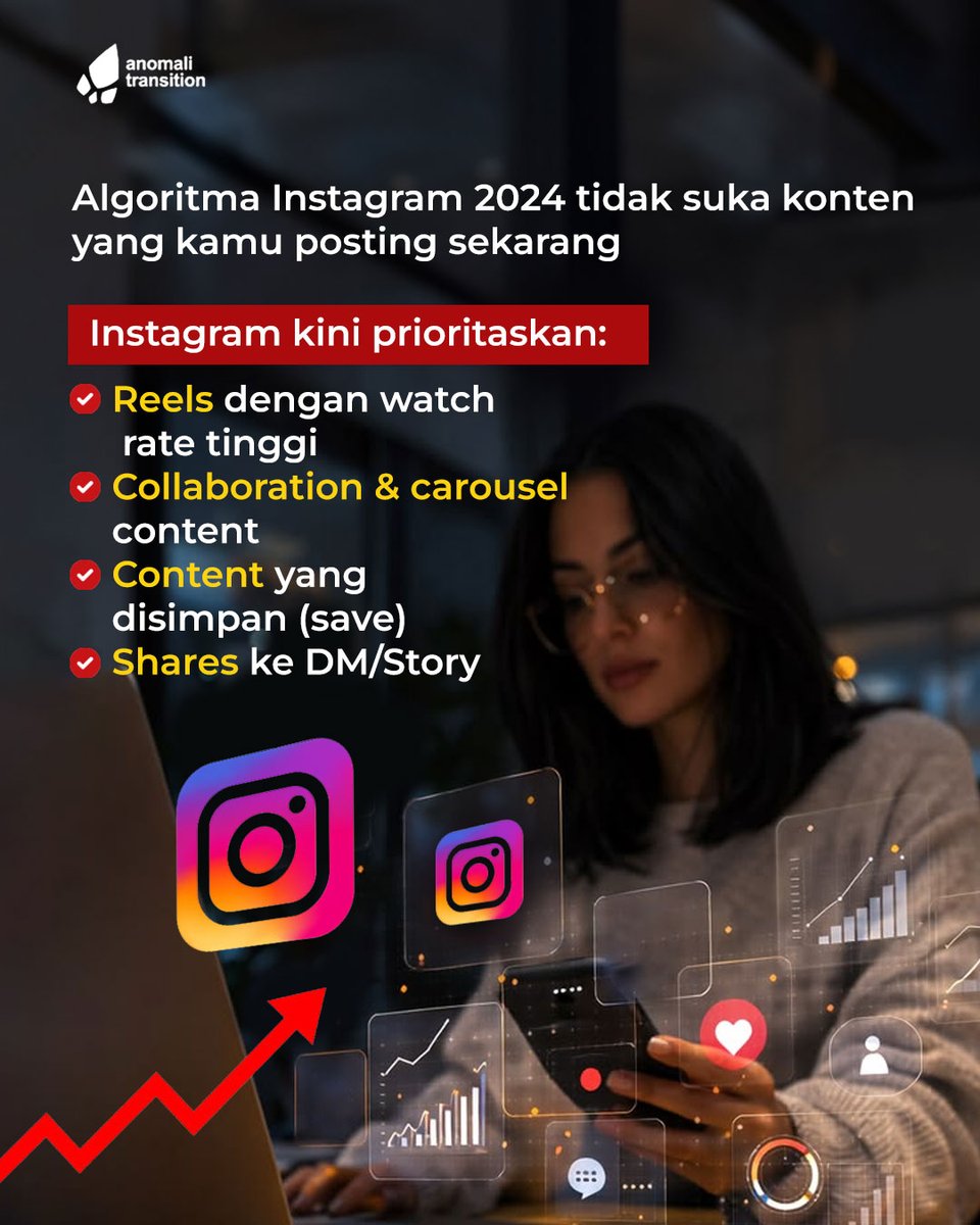 anomalitrans's tweet photo. Instagram nggak suka cara posting lama.

Jadi kalau masih fokus ke likes doang, mungkin itu alasan reach kamu jalan di tempat. 👀

Cek content kamu sekarang yuk!

#InstagramTips #AlgoritmaInstagram #SocialMediaTips #ContentCreator #KontenInstagram https://t.co/ziXdccJXoP