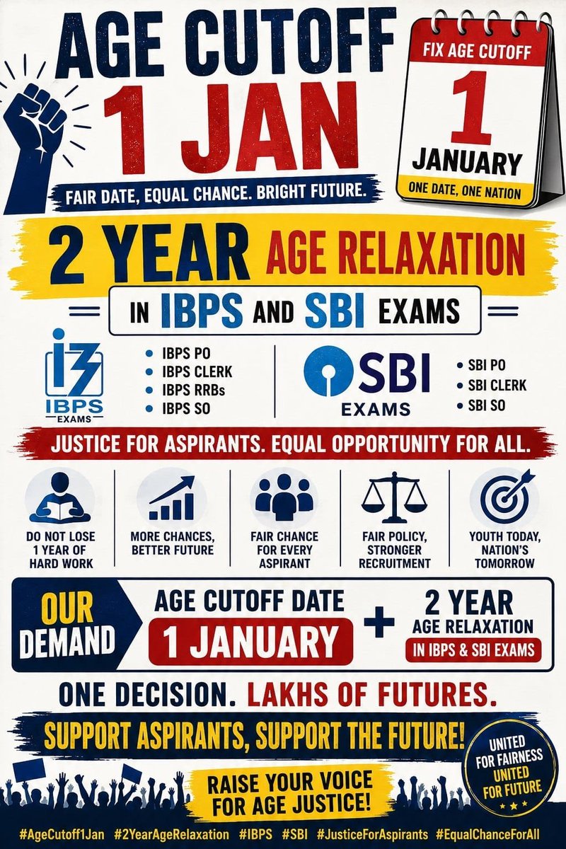 graniteignite's tweet photo. Thousands of talented banking aspirants are affected by shifting age criteria. A uniform cutoff date is the need of the hour.
#FixIBPSAgeCutoffTo1stJan #AgeRelaxation #EqualOpportunity
@PMOIndia @FinMinIndia @DFS_India @ibps_official https://t.co/MtbG9P4oOO