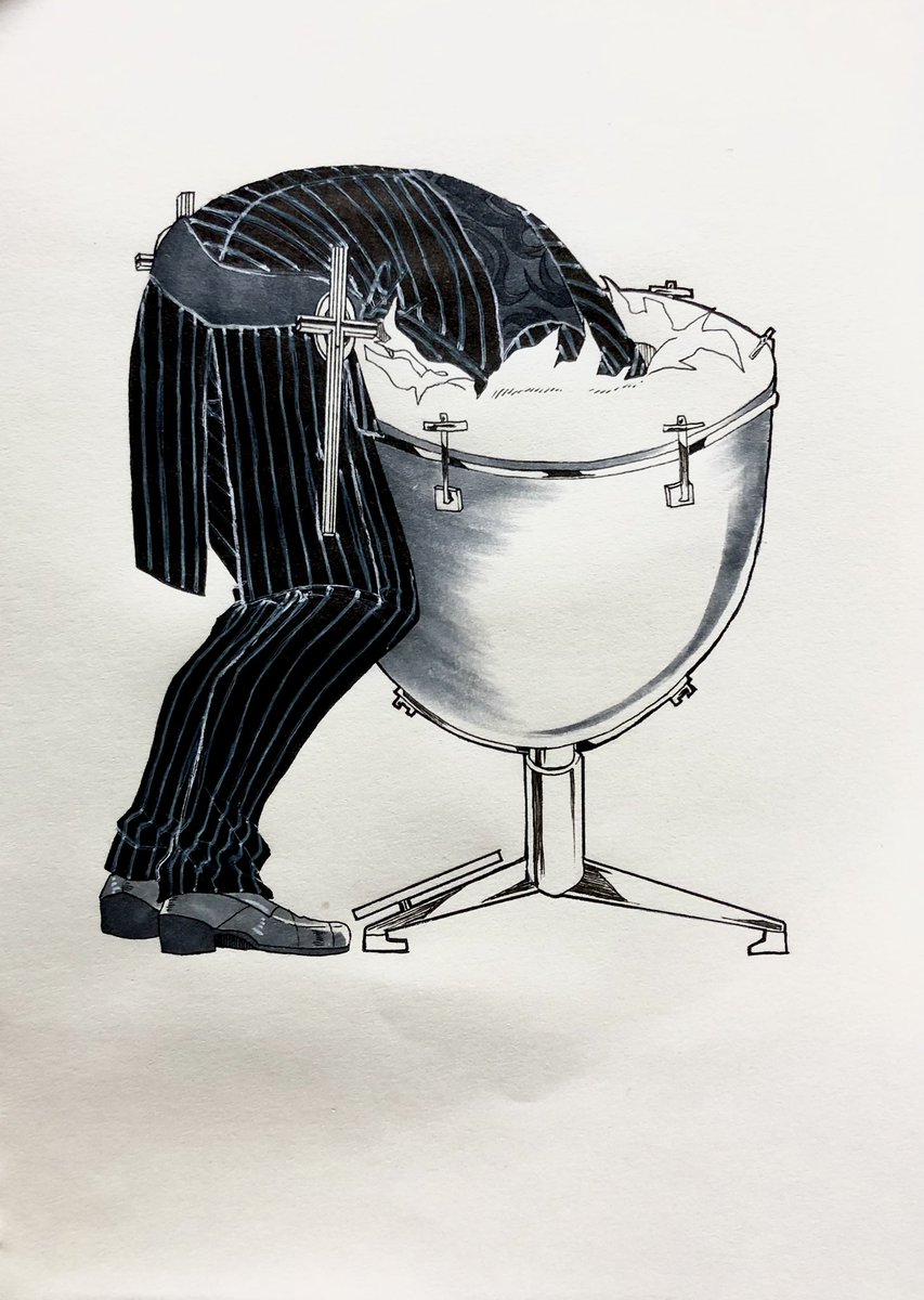 marchen1612's tweet photo. これは2018年に描いたティンパニに頭突っ込むサリエリ https://t.co/mE2tOnr8UZ