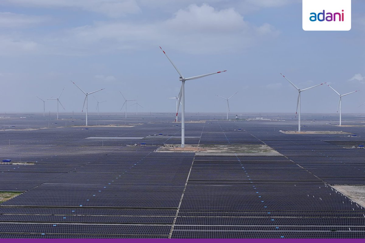 AdaniOnline's tweet photo. Enough clean electricity to power New York for a year. Or Mumbai and New Delhi combined. 

That's what Adani Green Energy Limited (AGEL) now generates annually: Over 52 billion units, powered by a new milestone of 20 GW operational renewable energy capacity.

It is the first renewable energy company in India to achieve this through predominantly greenfield development.

The capacity equals ~14% of India's utility-scale solar installations and ~12% of India's utility solar and wind capacity.

In FY26 alone, AGEL added 5,051 MW, the highest annual renewable capacity addition by any company outside China.

With 3.55 GWh of Battery Energy Storage Systems (BESS), AGEL is advancing round-the-clock clean power in support of its 2030 target of 50 GW.

@AdaniGreen