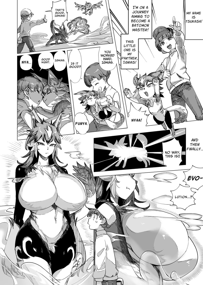 MayoTL's tweet photo. [ENG Ver.] "Looking at a Batomon with Lewd Eyes Makes You Unfit to be a Trainer!" is now available! 

Circle:AkAbAneAomori

A playful onee-shota kemonomimi story where his now thicc evolved partner playfully drains her trainer!

Grab it here: https://t.co/2kywgG9tnj https://t.co/51gCy2mFLj