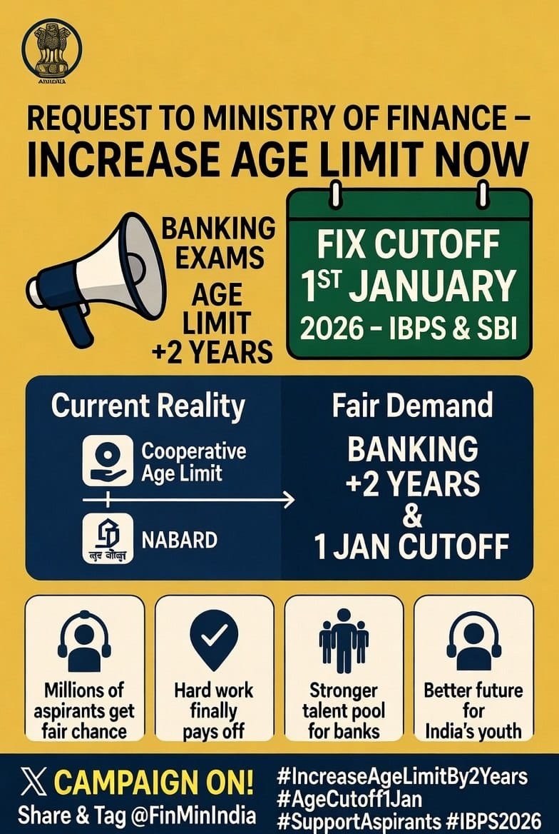 graniteignite's tweet photo. Thousands of talented banking aspirants are affected by shifting age criteria. A uniform cutoff date is the need of the hour.
#FixIBPSAgeCutoffTo1stJan #AgeRelaxation #EqualOpportunity
@PMOIndia @FinMinIndia @DFS_India @ibps_official https://t.co/2e2MlpCdtV