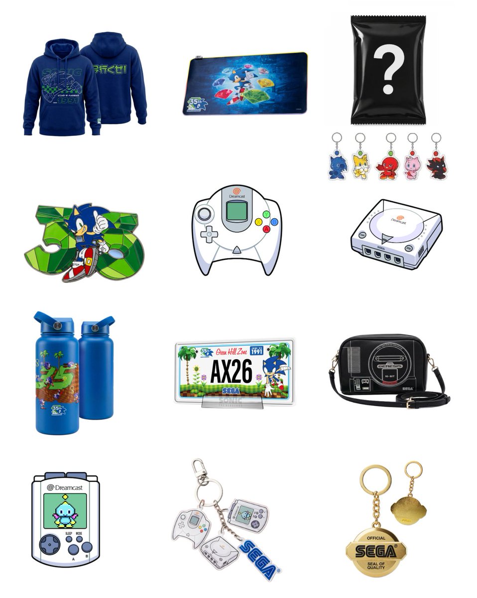 FrackDeals's tweet photo. SEGA has revealed tons of new merch for their Anime Expo booth this weekend!

Newly revealed:
- Chao blind bag keychains
- Plush keychains of dreamcast controller, console, and VMU w Chao
- SEGA Genesis crossbody bag

You can see the whole lineup for Sonic, SEGA, and other games on their new website!
https://t.co/2Vy8RhdsNh
