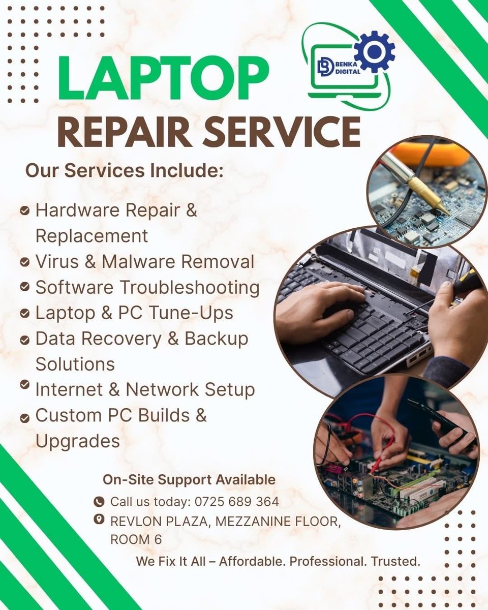 BenkaDigitals1's tweet photo. Laptops repair
Screens from 3500
Keyboards from 2500
Batterys from 2800
Adaptors from 1300
Rams from 1000
Ssds from 2000
Hinges modification from 1500
General maintenance @ 1500
📞.0725689364#igkanjamustberespected
Happy new month
May July
Ps Raymond amollo
nation fake new
Amad https://t.co/qbGSCLu5Pt