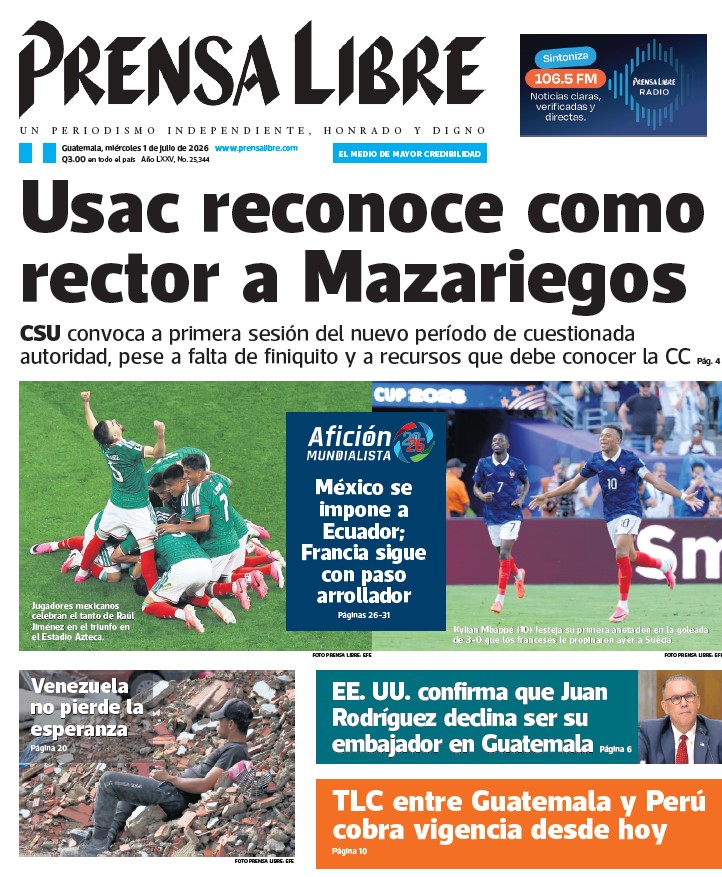 prensa_libre's tweet photo. #PortadaPL š° | Le compartimos algunas noticias que encontrarĆ” en nuestra edición de este miĆ©rcoles 01 de julio.
AdquiĆ©rala aquĆ: https://t.co/pXHBAkdhgB https://t.co/pnib4WXGCU