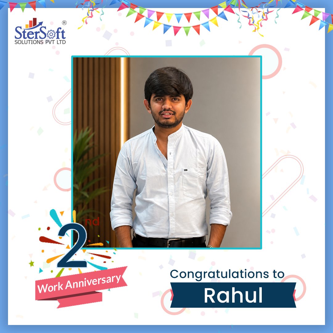 stersoft's tweet photo. Here's to another year of learning, growing and achieving together.

 Wishing you many more successful years ahead.

Happy 2nd Work Anniversary Rahul! 🎊

#workanniversary #2ndanniversary #growth #itcompanyvadodara #StersoftSolutions https://t.co/N2pW1gBgW8