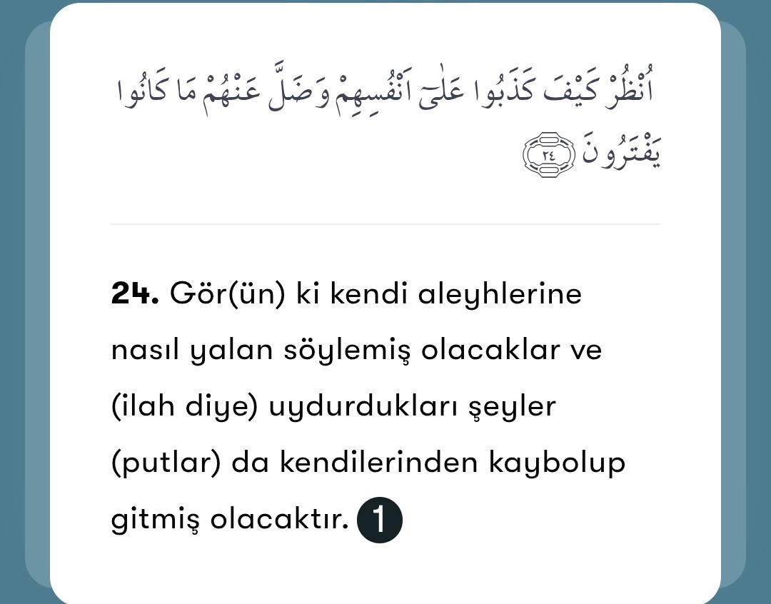 hisham_alabed's tweet photo. "Sonra "Rabbimiz Allah'a yemin olsun ki biz ortak koşanlar değildik." demekten başka onların mazeretleri olmayacak." (En'am 6/23)

İnsan şirke artık "şirk" diyemeyecek hale gelmişse, şirk onda en uç noktaya ulaşmış demektir.

(Bkz. En'am 6/24) 👇 https://t.co/FMVR1FpDq6