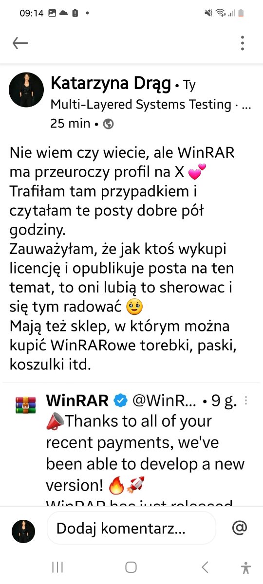 KatarzynaDrag's tweet photo. @WinRAR_RARLAB Nevermind, I made myself a WinRAR Ambasador 😆 
I don't need permission! https://t.co/TFOxo9U81x