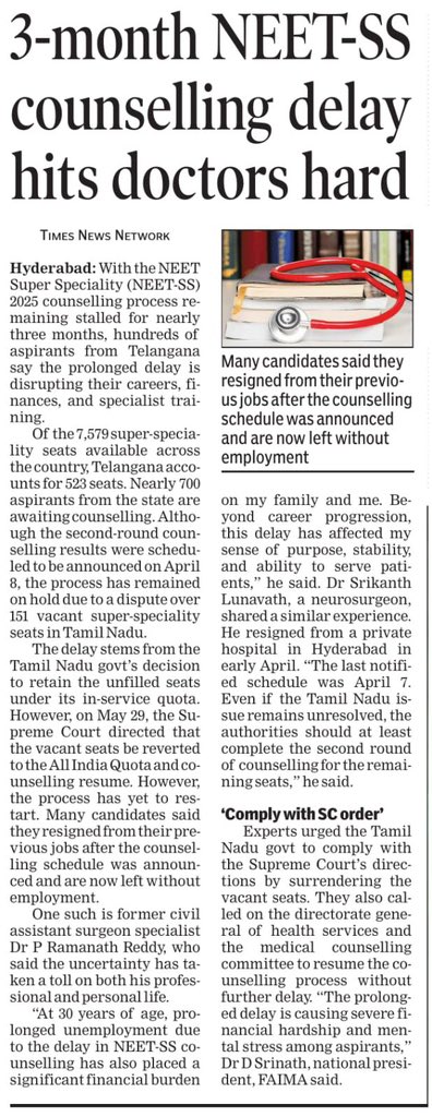 drs887's tweet photo. @narendramodi #NEETSS
Thousands of doctors are facing immense stress,financial hardship, and career uncertainty due to the delay in #NEETSS2025 counselling.
Please start #NEETSS counselling ASAP. Every day of delay matters
@MoHFW_INDIA @JPNadda @NMC_BHARAT @DghsIndia @PMOIndia @AnupriyaSPatel https://t.co/JWxtbkN1oF
