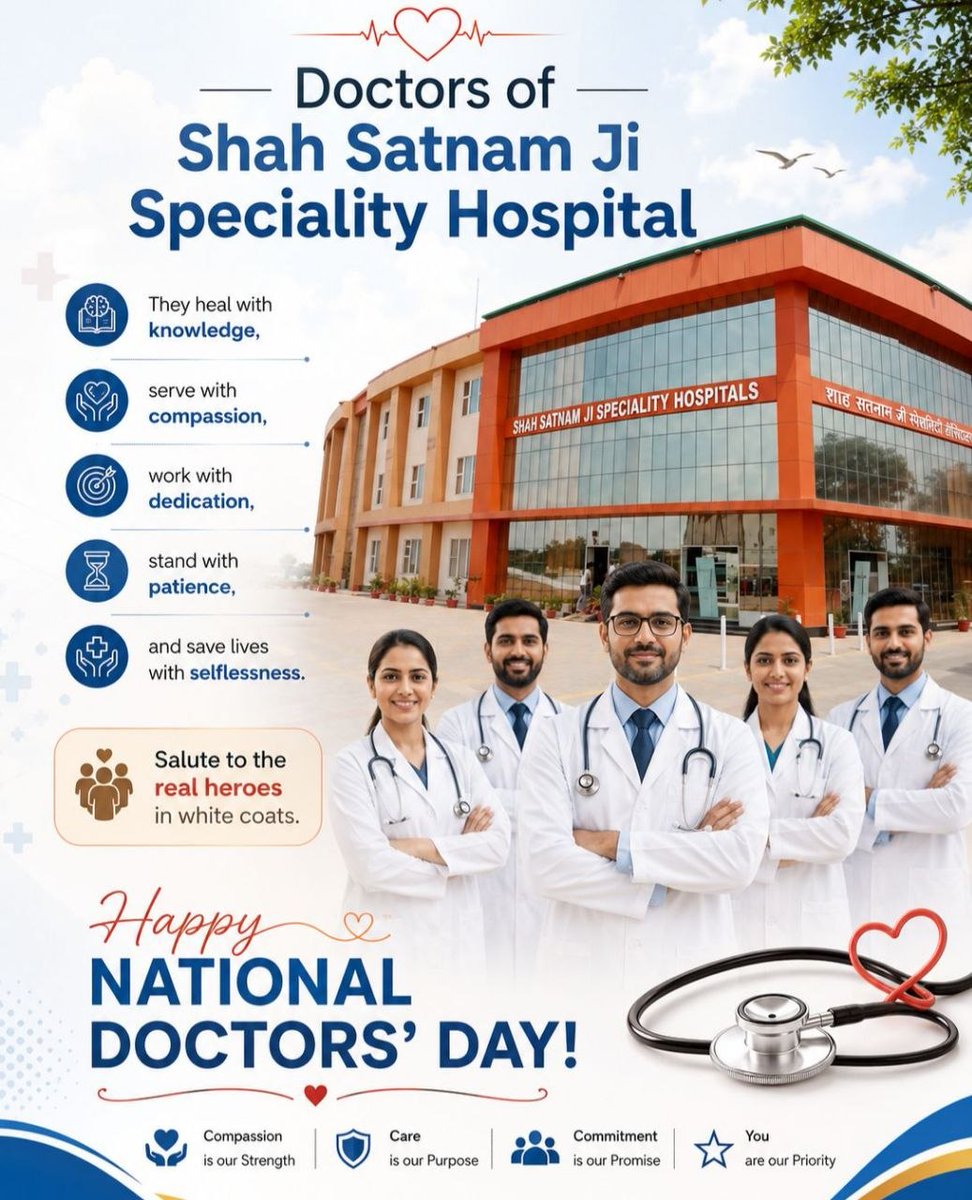 Commercecraze's tweet photo. Doctors are keystone of society who saves others lives. You know about Shah Satnam Ji Speciality Hospital in Sirsa? Providing Naturopathy, Ayurveda, Allopathy treatment, this is running under the guidance of Saint Gurmeet Ram Rahim Ji. #NationalDoctorsDay2026
#NationalDoctorsDay https://t.co/tEMppNSake