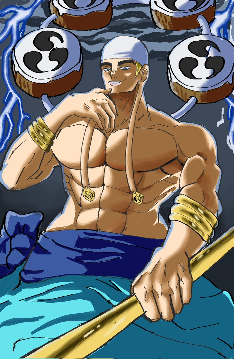 Carsonprost25's tweet photo. Enel drawing I made a few weeks ago. One of my first attempts with lighting and rendering #onepieceart #ONEPIECE〜 #digitalart #artmootsㅤㅤㅤㅤ https://t.co/l8YPeRtoGc
