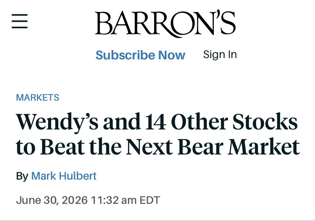 jhuntermav's tweet photo. Everyone is long Wendy’s stock

Even @barronsonline 

$wen https://t.co/5yFZzxNVkM
