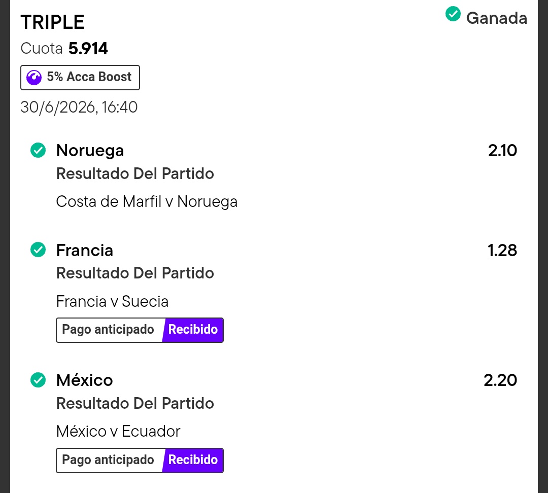 predictorRM's tweet photo. Viva el Mundial. La mejor competición que existe.

Noruega 🇳🇴, Francia 🇫🇷 y México 🇲🇽 ganan en 90 minutos sus partidos y clasifican a los octavos de final.

*Todos los pronósticos los publiqué antes. Lo comento porque ayer uno me dijo que es fácil acertar cuando ya jugaron. https://t.co/q8weEKjKHL