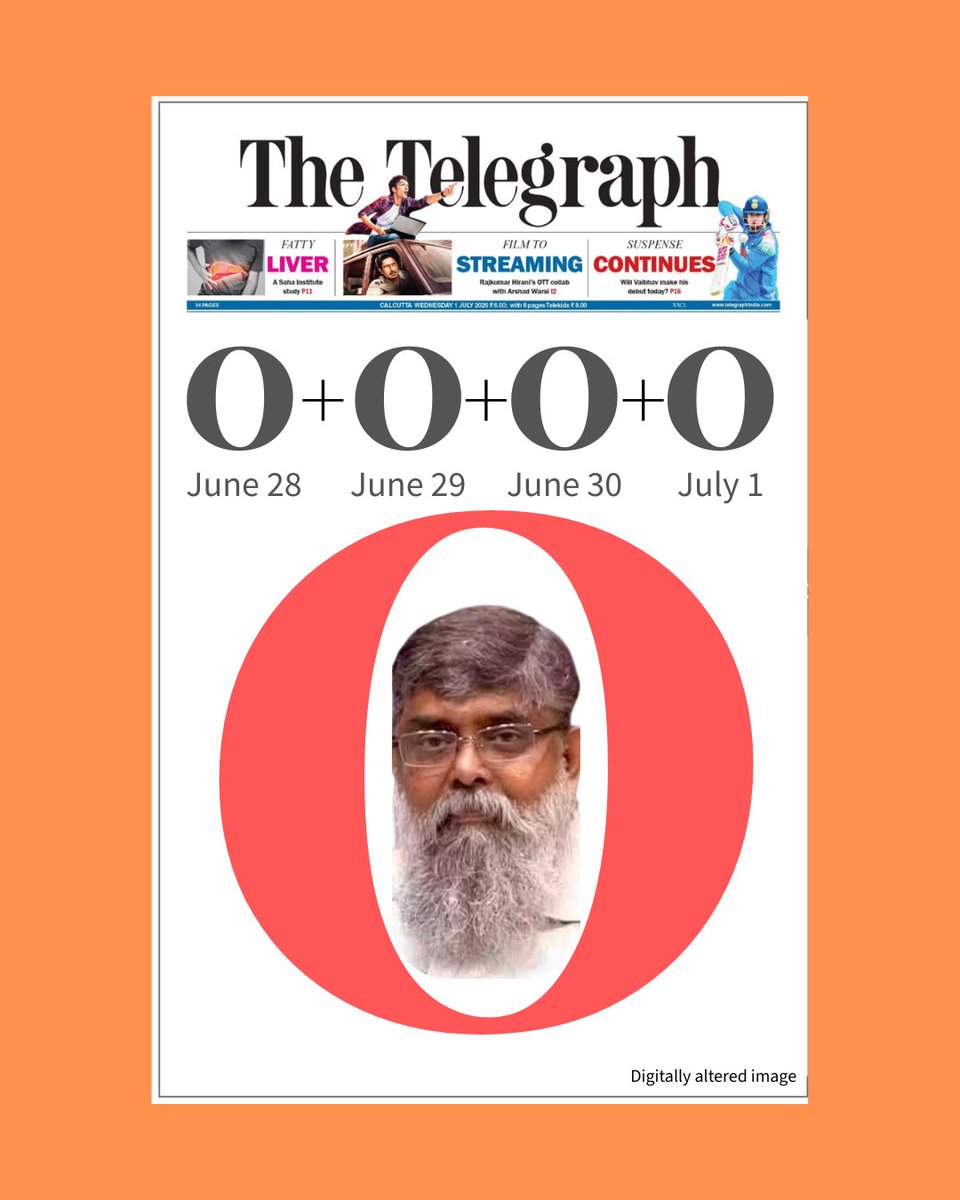 churumuri's tweet photo. For four days, the passport travails of R.Rajagopal, former Editor of 'The Telegraph', has drawn national media and political attention.

Yet, not a word in the Calcutta newspaper for four days running, notwithstanding the intricacies of the case? Amazing. @ttindia @devdanmitra https://t.co/UiIEAfP6R2