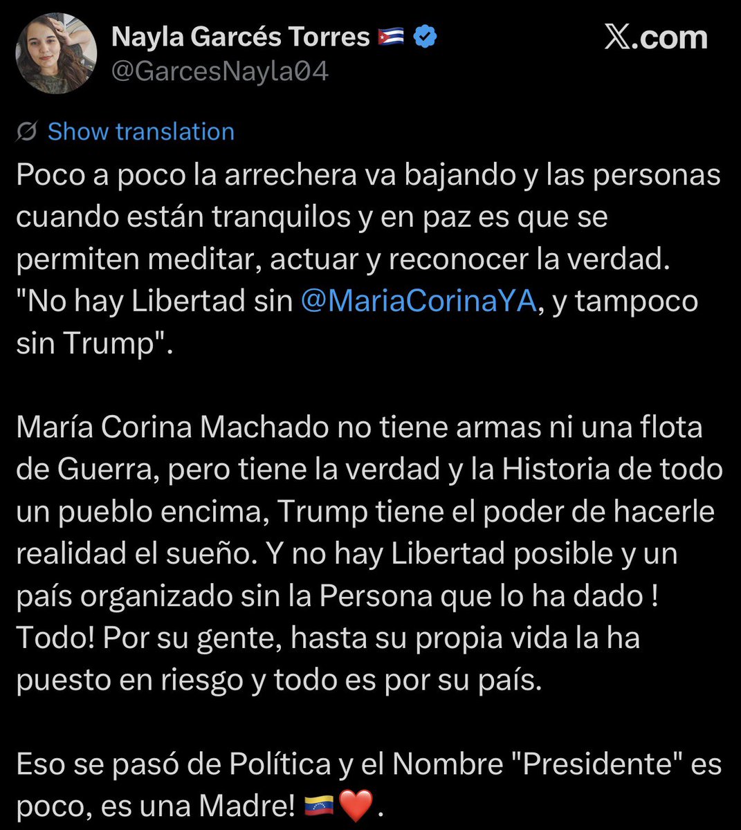 elruddycast's tweet photo. 💔Acompáñenme a ver esta triste historia:
 👉🏻Esta cubanita zurda dice hoy:

“María Corina Machado es María Corina Machado con Trump o sin Trump”

Un sin sentido, pero veamos que decía esta muchachita antes:

👉🏻“No hay libertad sin María Corina y tampoco sin Trump.”

👉🏻También decía: “Trump tiene el poder de hacerle realidad su sueño”.

Se le terminó su sueño a la cubanita zurda.