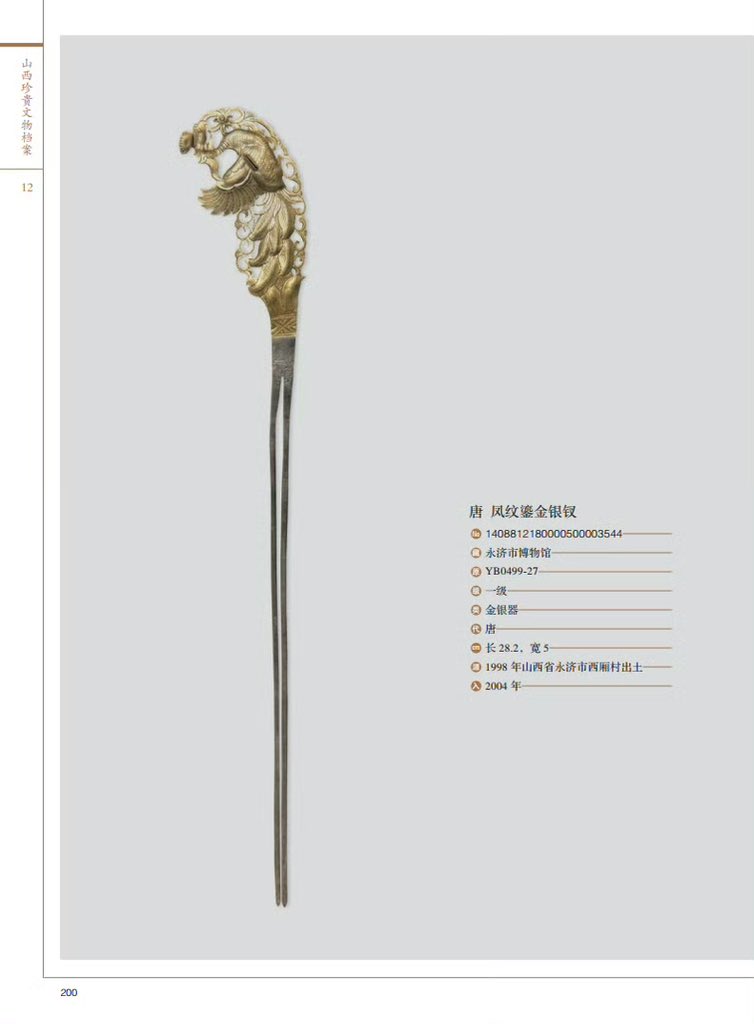 blackym25's tweet photo. 唐代凤纹鎏金银钗
Gilt Silver Hairpin with Fenghuang Pattern, Tang Dynasty https://t.co/zeyUgghgt3