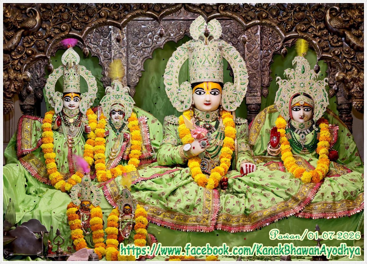 contact_ashi's tweet photo. श्री कनक भवन बिहारिणी बिहारी जू, श्री कनक भवन अयोध्या धाम के आज दिनांक 01-07-2026 के अद्भुत एवं अलौकिक दर्शन…  श्री कनक भवन बिहारी जी भगवान की कृपा आप सभी पर बनी रहे.. ऐसी मंगल कामना…!!! https://t.co/4HoTGcfu4a