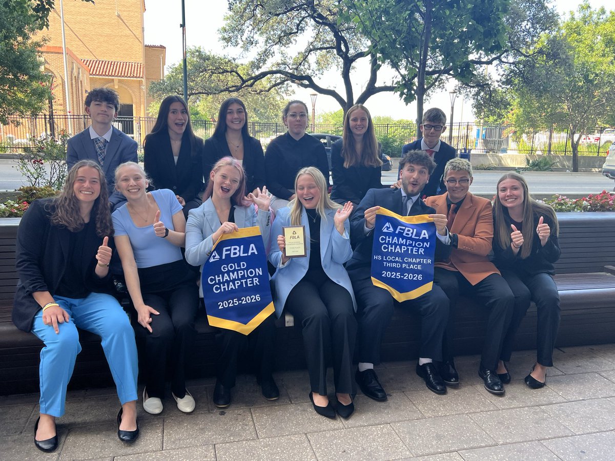 MuskegoFBLA's tweet photo. What a day at NLC 2026 in San Antonio!  Competitive events, workshops, campaign booths, exhibit hall, Central Campaign Rally, and ended our evening at The Escape Room (two successful teams) and ice cream! https://t.co/I4m2HrVT1D