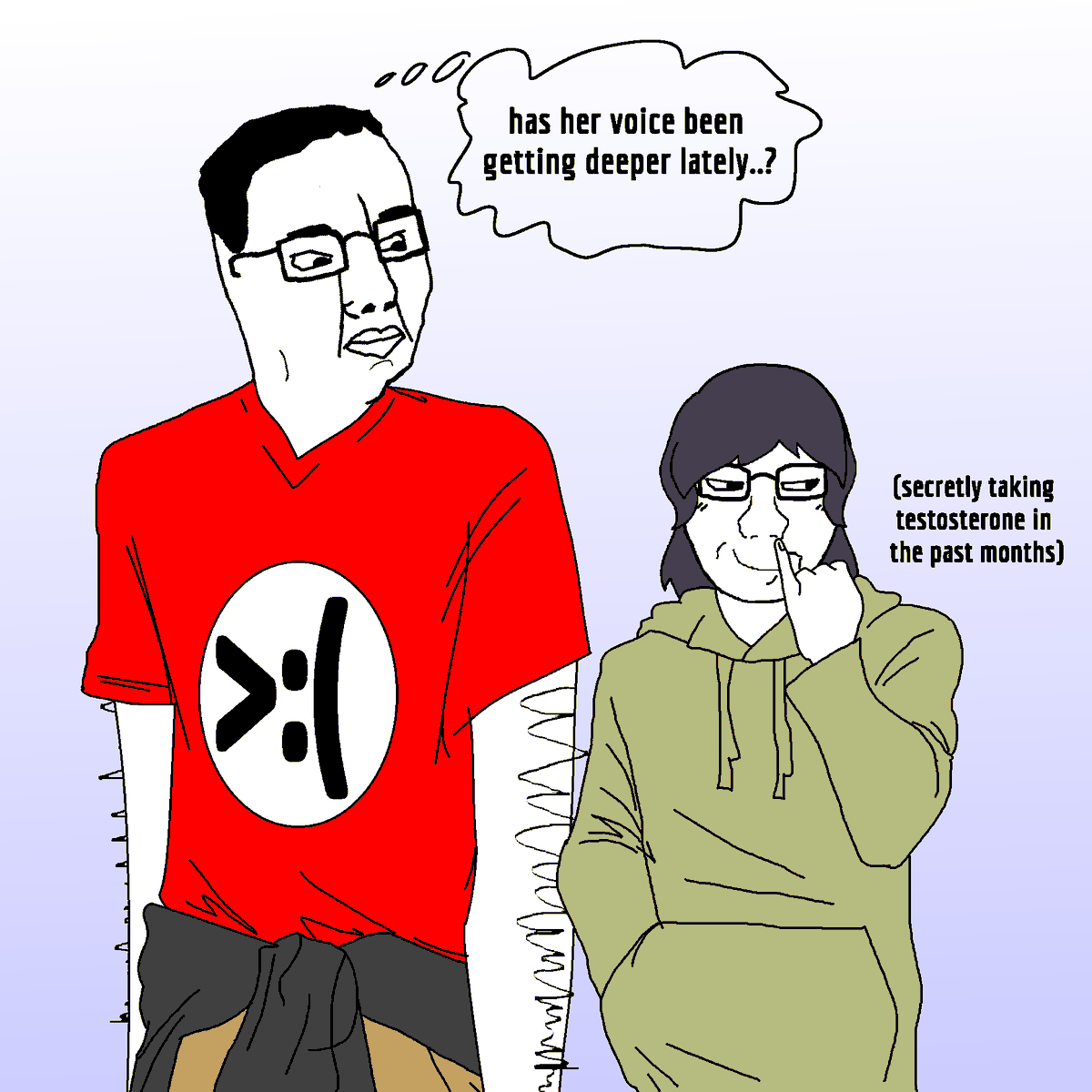 RandalSoi's tweet photo. Wojak transitioning https://t.co/aEbYyNvkDH