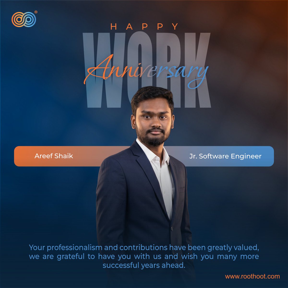 roothootco's tweet photo. Happy Work Anniversary, Areef Shaik! Thank you for your dedication and valuable contributions to Roothoot. Wishing you continued success and growth!

#WorkAnniversary #EmployeeRecognition #Roothoot https://t.co/phqC1LhWUO