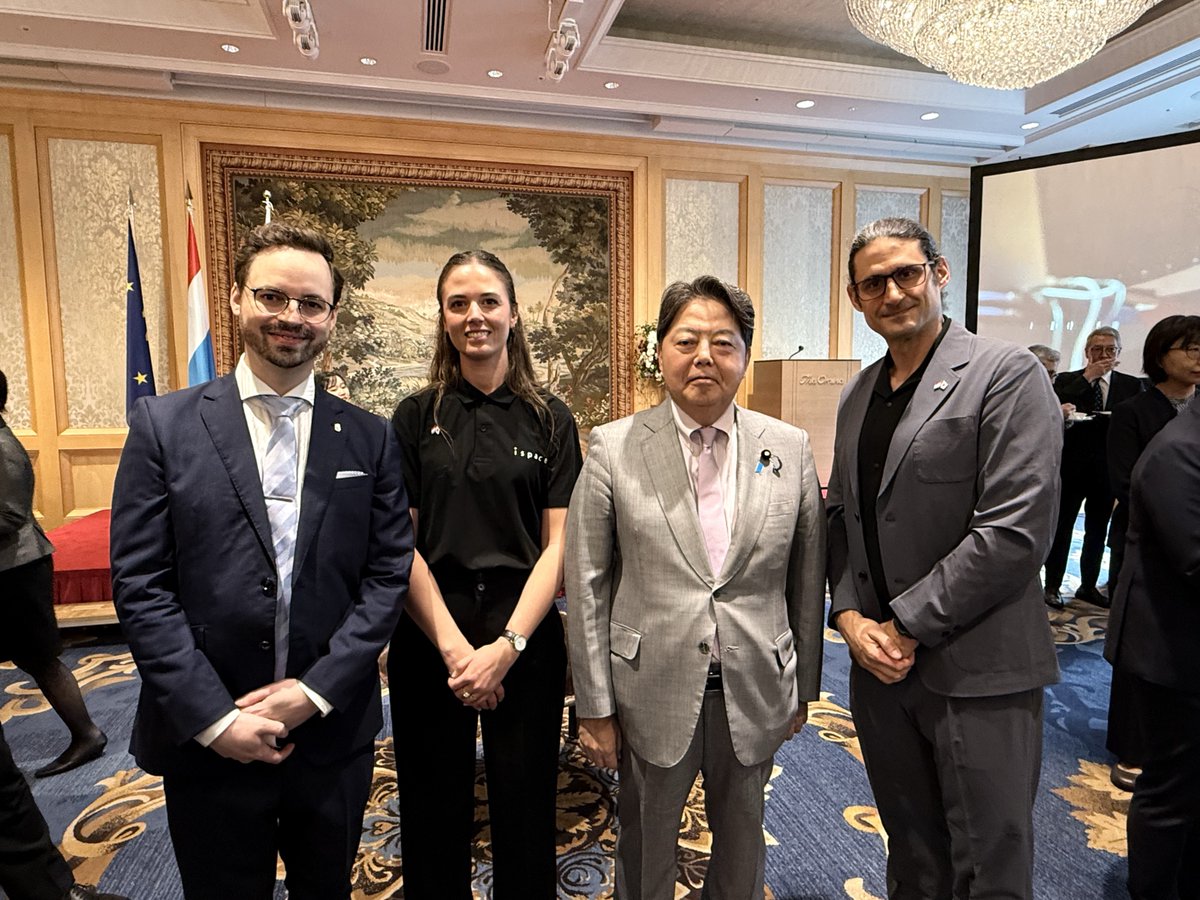 ispace_inc's tweet photo. At the Luxembourg National Day Reception in Tokyo, Japan’s Minister for Internal Affairs and Communications, Yoshimasa Hayashi, highlighted Luxembourg’s growing role in the global space sector - and recognised ispace among the companies helping shape that progress.

For ispace-EUROPE, headquartered in Luxembourg, this reflects the strength of a relationship we see every day: Japanese and European teams, institutions and partners working together to advance lunar exploration.

From Luxembourg, we are proud to contribute to this growing bridge between Japan and Europe - supporting international collaboration, commercial space innovation and the development of a sustained cislunar economy 🇱🇺🇯🇵🌙