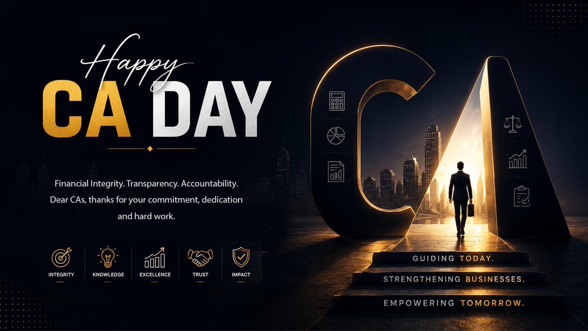 insan_honey's tweet photo. With accuracy, integrity, and thorough analysis, our dedicated Chartered Accountants balance books, build trust, and shape success.
Warmest wishes on National Chartered Accountants Day! https://t.co/9PwG9GFJ6P