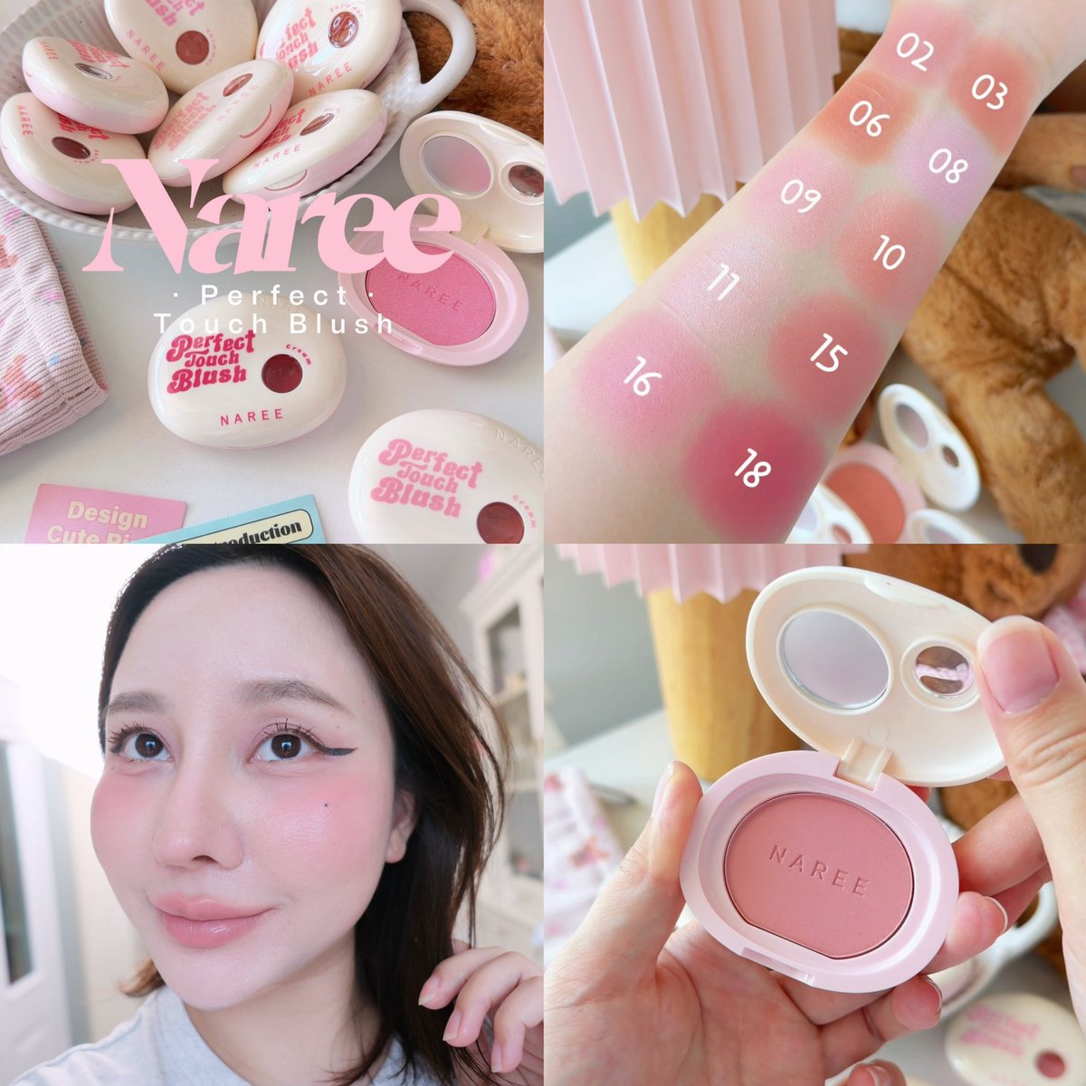 Viviennewonder's tweet photo. NAREE เล่นใหญ่มากกกก คัมแบคด้วยบลัชออนรุ่นใหม่แล้วสีเยอะจึ้ง 18 สีไปเลย ละเค้ามีเนื้อ 3 แบบ คือแบบ Matte , Shimmer , Cream ใครชอบแบบไหนจัดได้ตามใจชอบเลย เอาสีมาทาผสมกันก็ได้ ใช้แทนอายชาโดว์ก็ได้ เพราะสีชีแน่นสุดดดด วันนี้วี่ใช้ 02 ปัดแบบ Ombre สามารถบิวด์อ่อนเข้มได้ แล้วตลับก็น่ารัก อยู่ด้วยกันเยอะๆ แล้วฟินมาก
