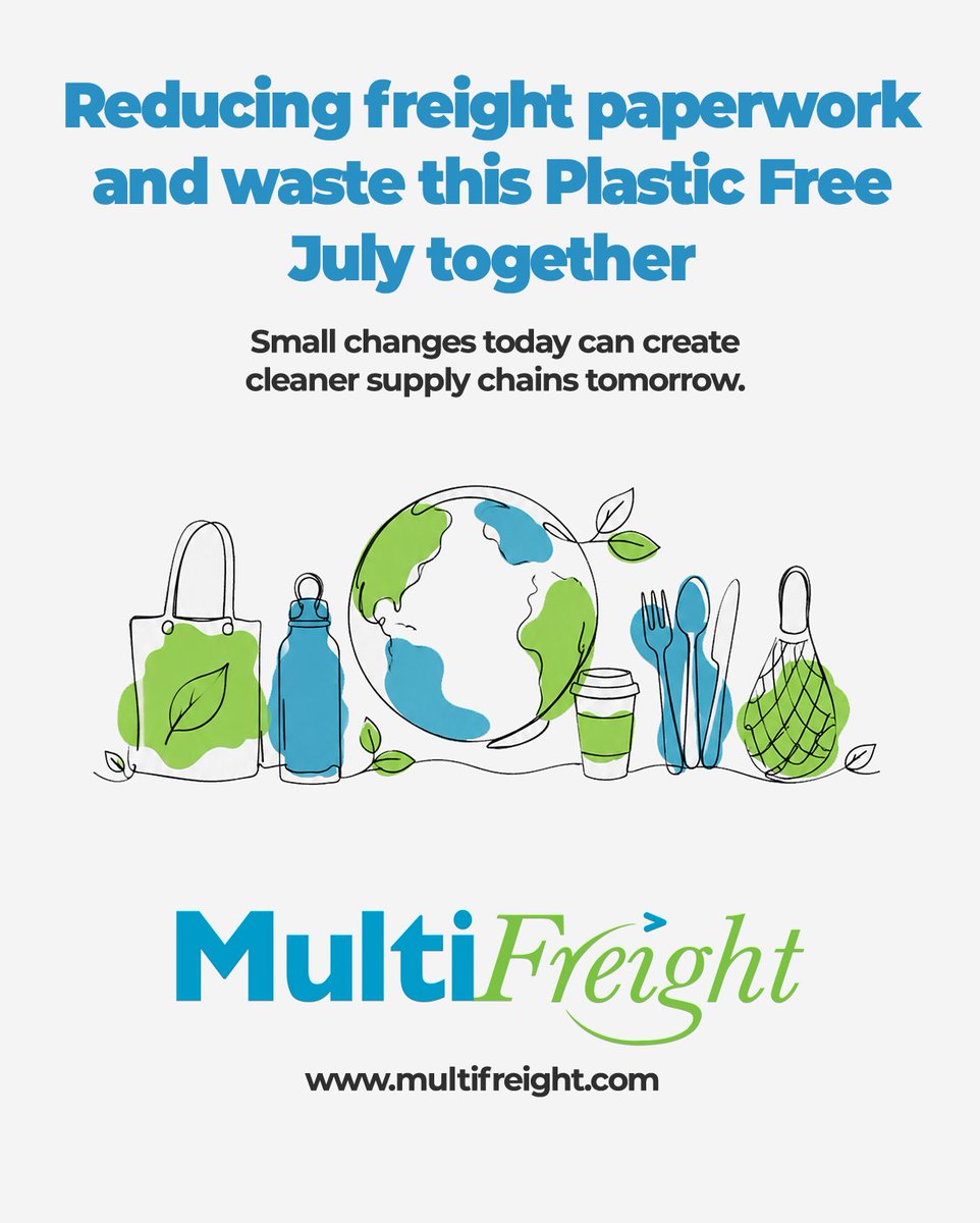 MultiFreightLTD's tweet photo. Plastic Free July is a reminder that efficiency and sustainability often go hand in hand. Digital processes help reduce waste, improve visibility and support smarter logistics operations.
#PlasticFreeJuly #LogisticsTechnology #SupplyChain #Sustainability #FreightSoftware https://t.co/gv0Oy2p0Ro