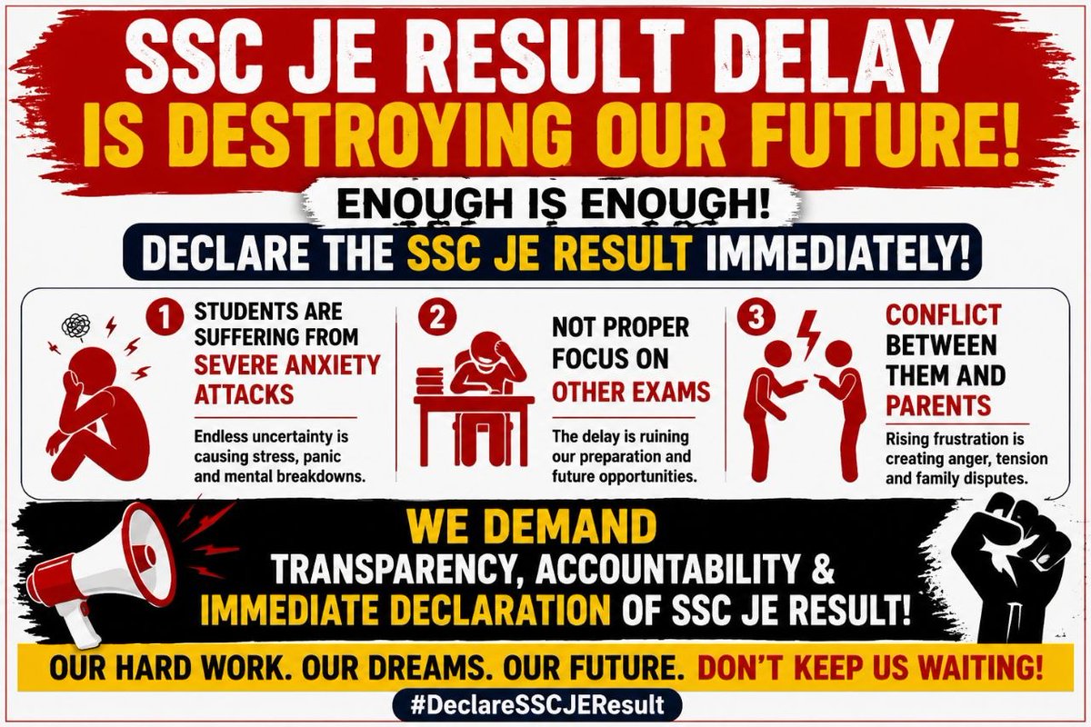 ee_mikku's tweet photo. It's been nearly 3 months, and the delay is ruining our focus. We are in deep trouble as we can't focus on other upcoming exams due to this constant anxiety. Dear Chairman Sir, please declare the results soon. 
@SSC_GoI @PMOIndia @DoPTGoI
#SSCJEMAINS2025RESULT
#RESULTSSCJE2025 https://t.co/DXTRtCxr6b