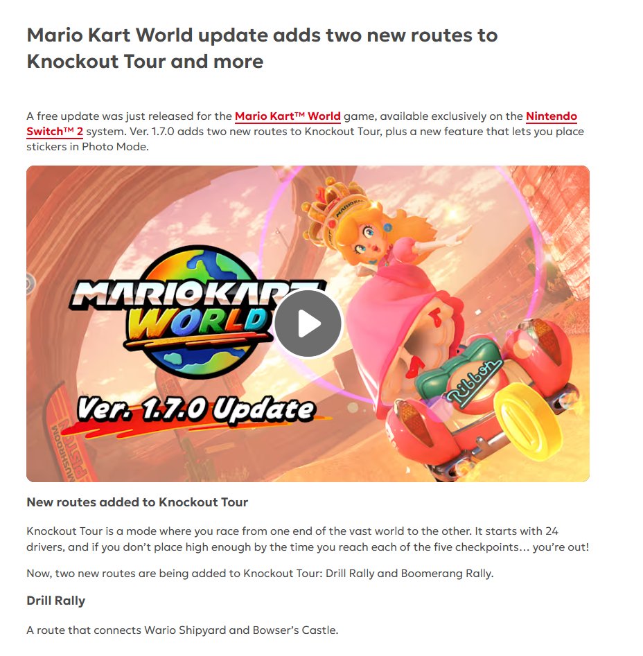 Wario64's tweet photo. Mario Kart World update adds two new routes to Knockout Tour and more https://t.co/3aTQspWSV2 https://t.co/YUPCLqbvtc