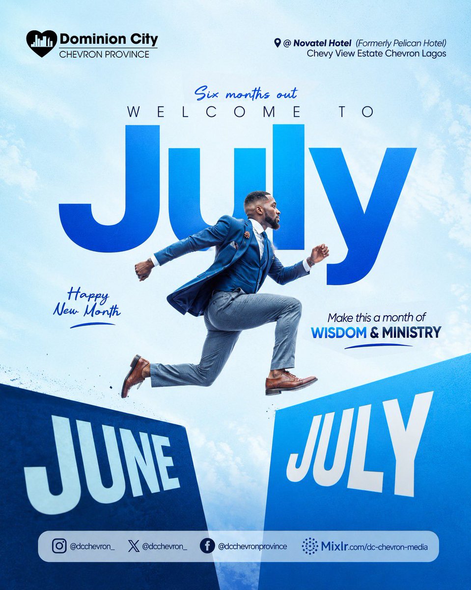 _dcchevron's tweet photo. Hello, July

Welcome to a new month filled with fresh grace, new opportunities, and greater growth in Christ.

May this month bring divine acceleration, abundant favor, and testimonies that will glorify God.

Happy New Month Family.. https://t.co/KzhpDpK4RU
