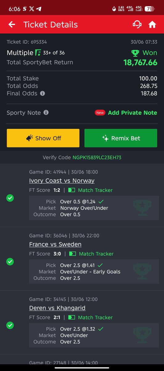 MFazze11's tweet photo. @lordshipszn Bro I already Saw this coming I wish I stake higher. Thanks @lordshipszn I really appreciate a lot. Thank you Jesus Christ also. I have won all my losses and also made a little profit in it. https://t.co/1Bm0H1tzca