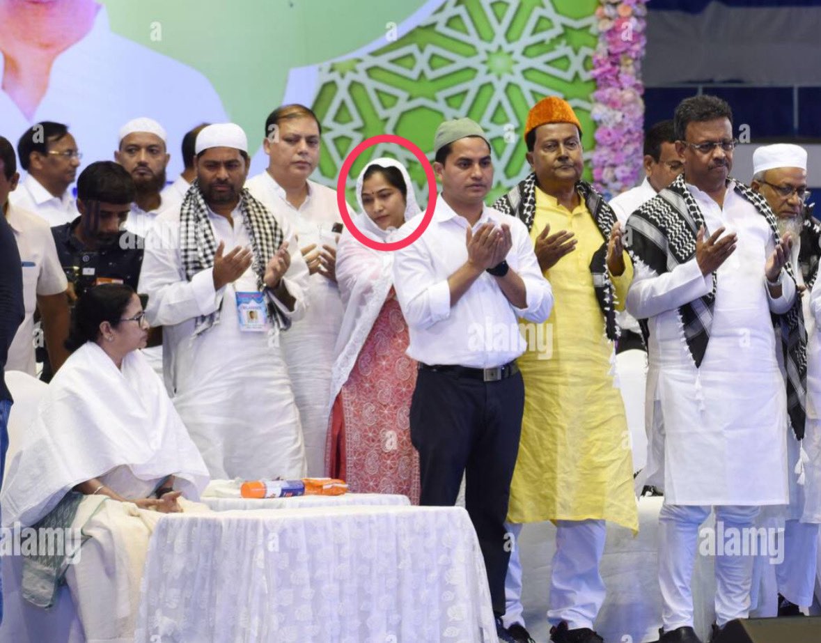 BefittingFacts's tweet photo. She is TMC leader Afrin Ali.

• She was Aparupa Poddar before marrying Shakir Ali.

• She contested from an SC reserved constituency despite converting to Islam.

• Her husband, Shakir Ali, has been arrested by the NIA in connection with the 2023 Rishra Ram Navami violence.

• The NIA recovered over 20 rounds of ammunition during a raid at Shakir Ali’s residence in Rishra.

• A suo motu case has been registered against Afrin Ali for allegedly obstructing NIA and police officials during her husband’s arrest.

• Police have issued her a notice directing her to appear for questioning tomorrow.