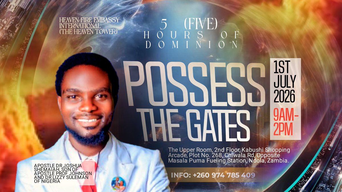 JoshuaShemaiah's tweet photo. OH JULY!  We Possess You By The HOLY GHOST AND FIRE!!!🔥🔥🔥
The Greatest Things You Can Possess In This Life And Destiny As A MAN Are GATES, That's Where Eternal Decisions Of Life And Destiny Are Made. As We Enter July Join Us This Morning And POSSESS THE GATES🔥
#TheOracleOfGod https://t.co/RJij4QnclS