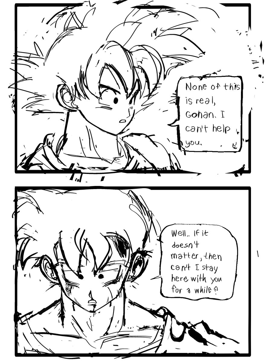 CraneSchoolBest's tweet photo. An old, OLD drawing I made of Future Gohan &amp; his dad... Which was based on a scene from a show that I've forgotten about https://t.co/qzbcqeRhaZ
