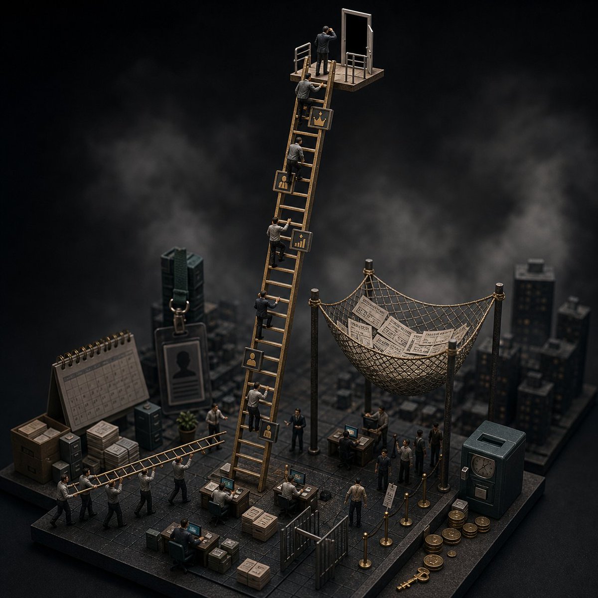 TinyAxels's tweet photo. The higher you climb on one ladder, the scarier it can become to step off.

At some point, the height becomes the trap. https://t.co/XGlmKzywx3