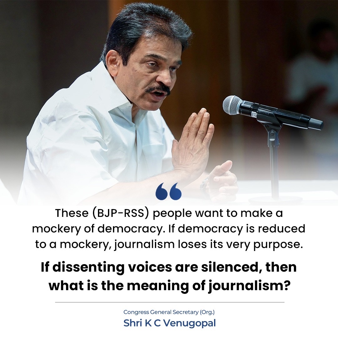 INCIndia's tweet photo. Democracy Reduced to Mockery by BJP-RSS; Dissent Silenced, Journalism Threatened https://t.co/Pb2YT9iVxO