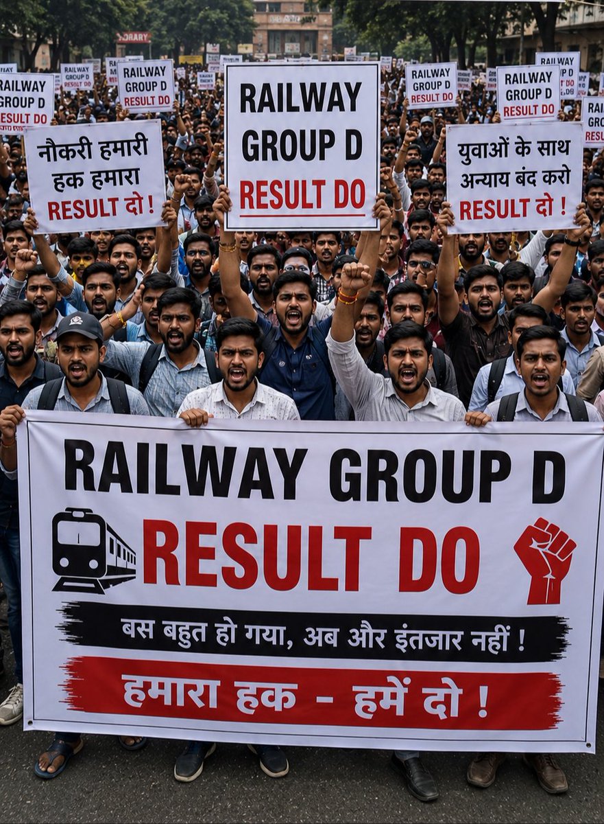 quiz_d0's tweet photo. रेलवे ग्रुप D 2024 के परिणाम में लगातार हो रही देरी लाखों अभ्यर्थियों के भविष्य के साथ अन्याय प्रतीत होती है। हम तत्काल परिणाम घोषित करने और देरी का स्पष्ट कारण बताने की मांग करते हैं। कृपया शीघ्र निर्णय लेकर युवाओं का विश्वास बनाए रखें।
#RAILWAY_GROUPD_REASULT_DO https://t.co/MWjiq5b04L