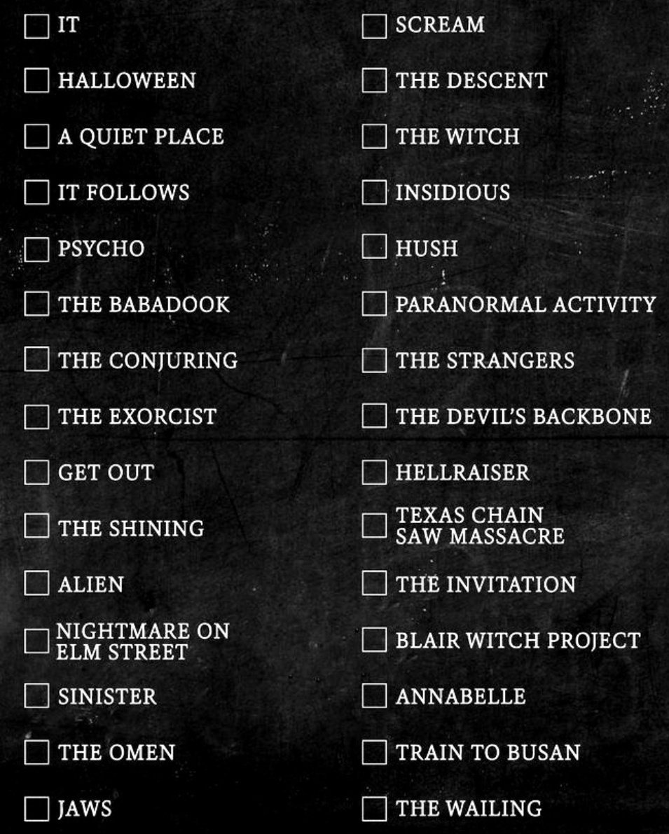 TheGhostHost's tweet photo. How many of these horror movies have you seen? 🩸🎞 https://t.co/WJfGK1MWEg