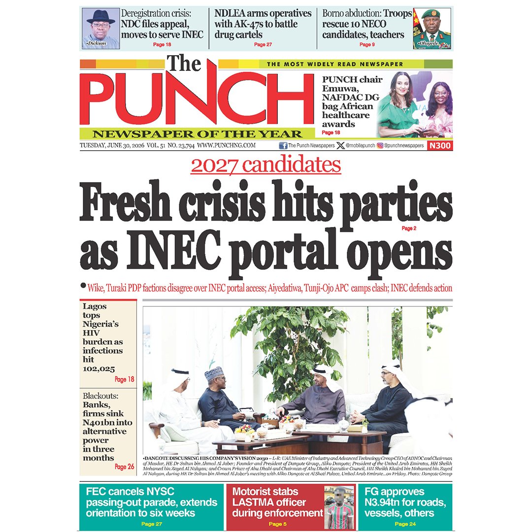 NewspaperHL_NG's tweet photo. - Punch Newspaper
- Guardian Newspaper
- Punch Sports Extra
#NewspaperHeadlines #Headlines #FrontPages #News #Nigeria https://t.co/9G7RD9QnDn